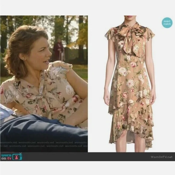 Alice + Olivia Lavenia Floral Tiered Ruffle Midi Dress size 4 - Picture 7 of 8